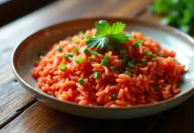 Réinterprétation moderne de la recette du riz rouge aux herbes fraîches